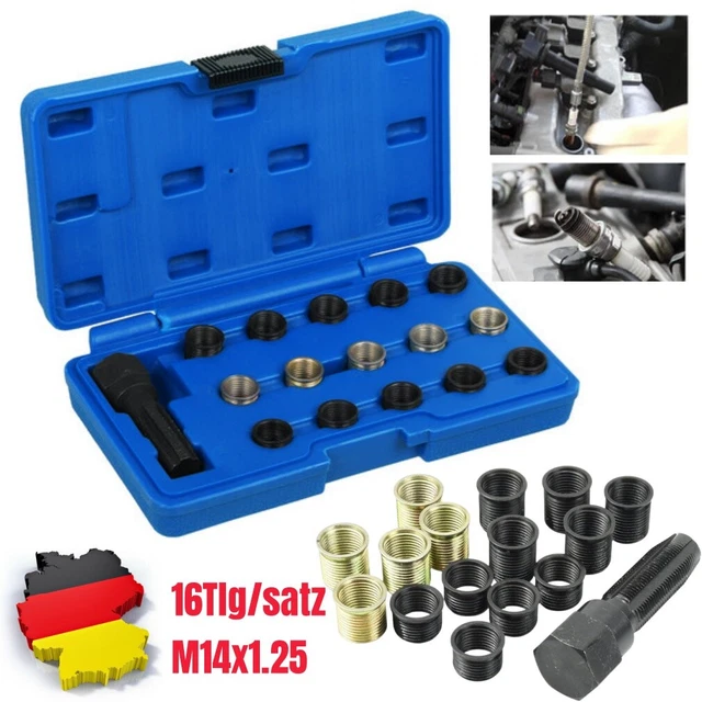 Zündkerzengewinde Reparieren Satz 16tlg Zündkerzen Gewinde Reparatur Set M14 X 1.25 Gewindeeinsätze Gewindebohrer M12 X 1 25 Gewindebohrer