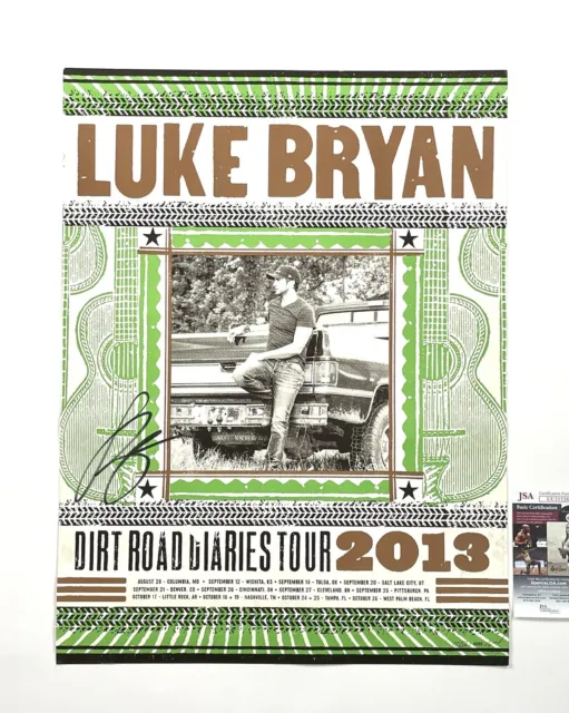 Luke Bryan Autographed Hand Signed Dirt Road Diaries Lithograph Poster JSA COA