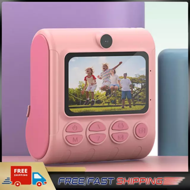 46 megapixel fotocamera stampa istantanea 1080P videocamera bambini mini stampante termica (rosa)