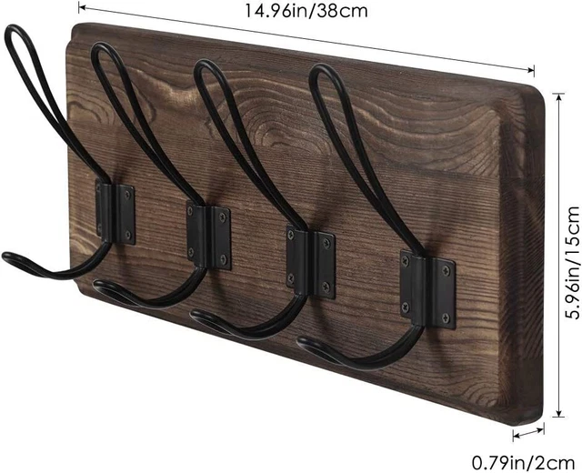 Wall Mounted Wood Coat Rack with Shelf 4 Coat Hanger Entryway Shelf Rustic Brown