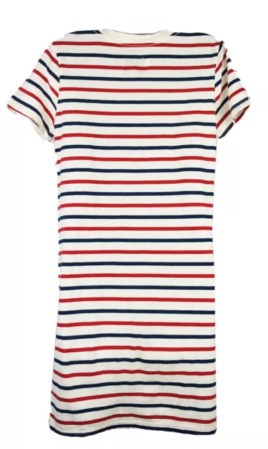 Current Elliott T Shirt Dress Womens 0 Red Blue Beatnik Stripe Nibbled Edges 3