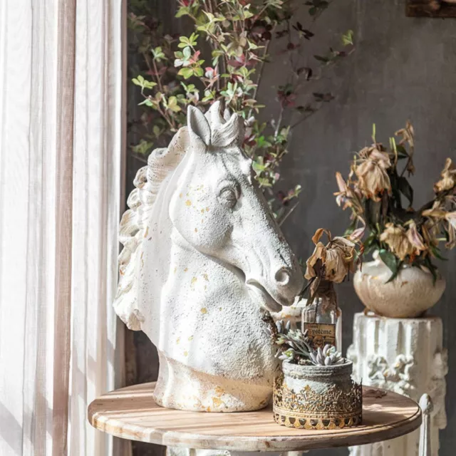 Horse Head Statue Stallion Bust Sculpture Country Farmhouse Equestrian Decor