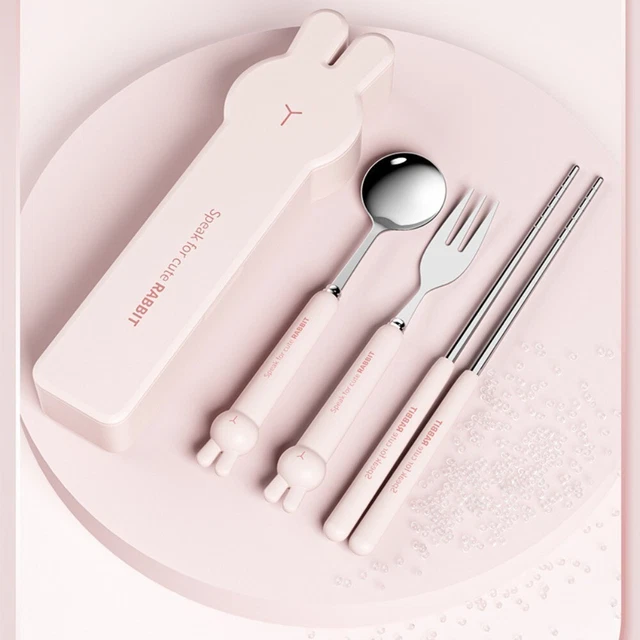 Set di posate a forma di orso/coniglio acciaio inox posate set di stoviglie cartoni animati