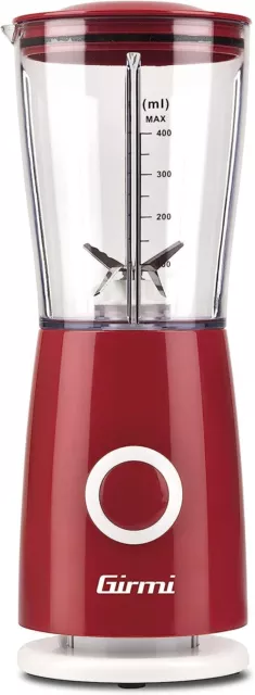 Girmi FR03 Frullatore Elettrico, 170W, 4 Lame in Acciaio INOX, 500 ml, Rosso