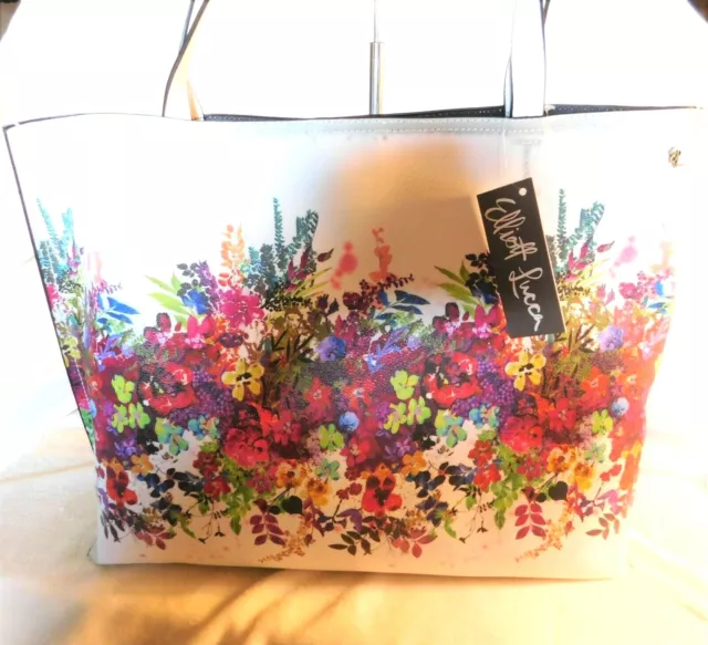 Elliott Lucca Artisan White Multi Bouquet Floral Tote NWT MSRP $178