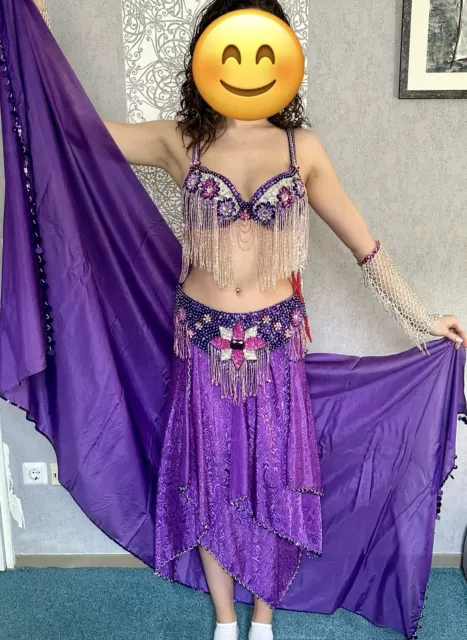 Bauchtanz / Bellydance Kostüm Gr. 36 / 75 B  Komplett  Unikat  ! Mit Umhang