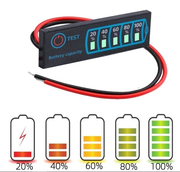 LEAD ACID LITHIUM Liion Battery Capacity Level Voltage Meter Indicator