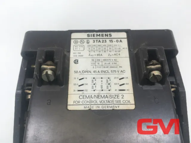 Siemens Auxiliary Contactor 3TA23 15-0A AC 50A 4NO +2NC Protective 3TA2315-0A 2