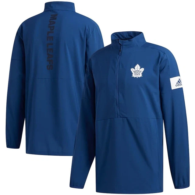 Toronto Maple Leafs 1/4 zip Jacket Men's MEDIUM M Adidas Game Mode climalite NHL