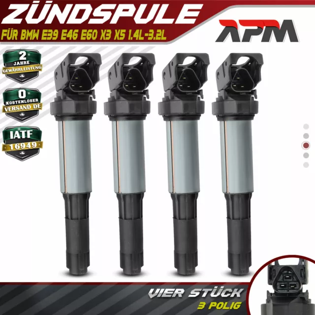 4x Zündspule für BMW 1er E81 F20 3er E46 1.6-3.2 E90 5er E39 E60 X3 X5 Z4 Mini