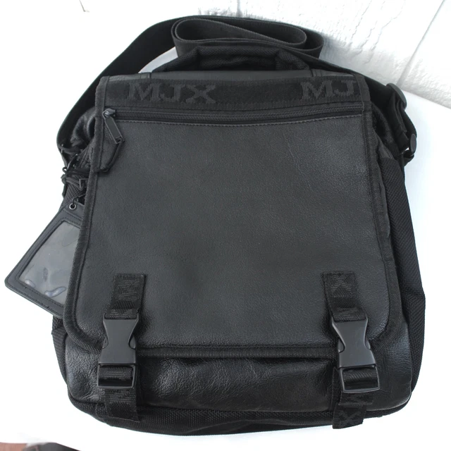 WILSON LEATHER Bag Messenger Crossbody Satchel School Organizer Black Travel