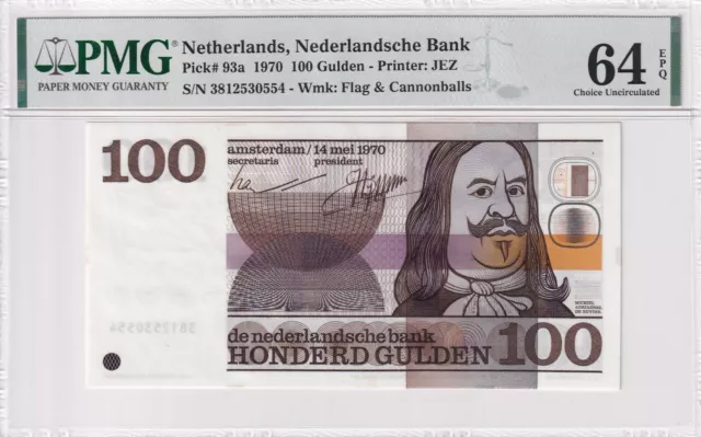 Netherlands 100 Gulden 1970 PMG 64 EPQ