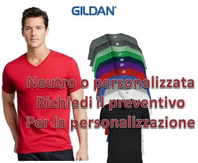 Maglietta Uomo Da lavoro Gildan 100% Cotone 185 gr maglia T-shirt Manica Corta