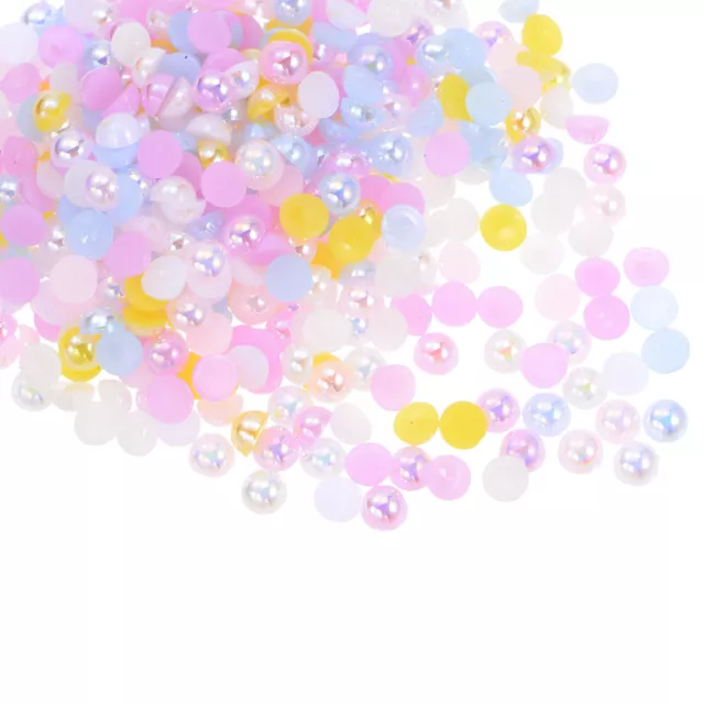 3000pcs ABS Half Pearl Beads 4mm Flat Back Imitation Pearl Light Color Series