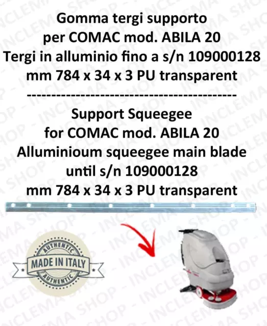 Squeegee rubber support for scrubber dryer COMAC ABILA 20 Aluminium squeegee til