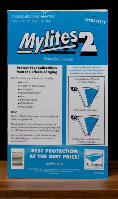 NEW STANDARD SIZE Mylites Comic Book Bag Storage Mylar Gerber 775M2 Archival