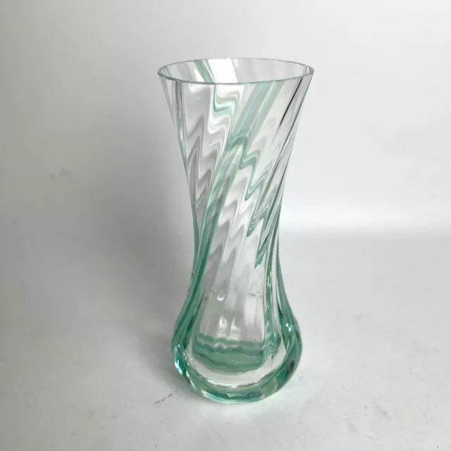 Caithness Glass Vase Vintage Art Glass Turquoise Swirl Vase Scotland