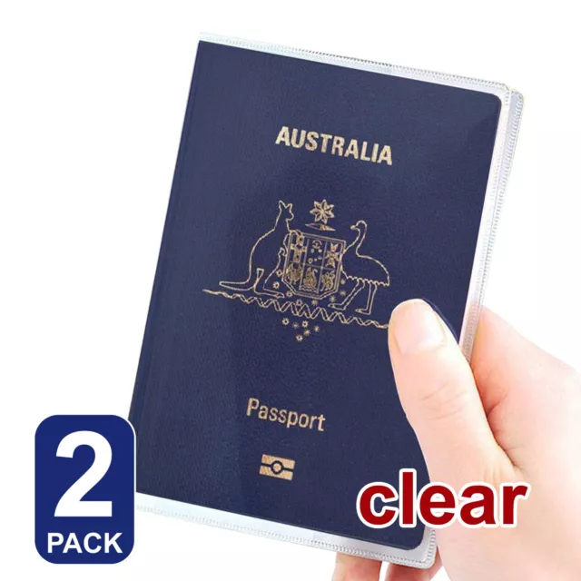 2X Passport Cover Transparent Protector Travel Clear Holder Organizer Wallet 2