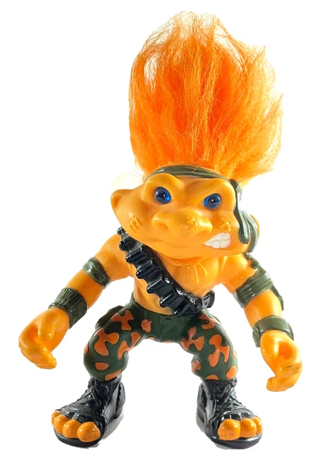 Vintage 1992 5"" Sargent Troll Original Hasbro Battle Trolls Serie Rambo drehbare Hüfte