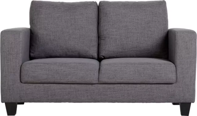 Tempo Two Seater Sofa Upholstered in Grey Fabric Cover Block Arm Style 2