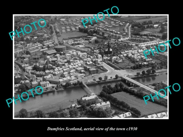 OLD LARGE HISTORIC PHOTO OF DUMFRIES SCOTLAND AERIAL VIEW OF THE TOWN c1930 5