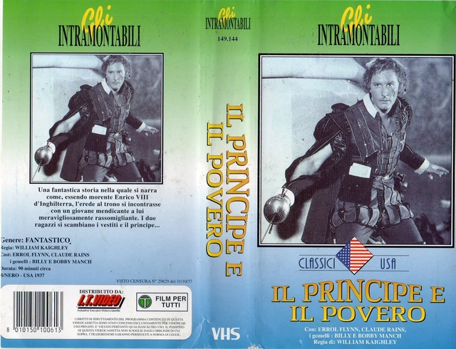 IL PRINCIPE E il Povero (1937) VHS Gli Intramontabili USA Video Errol