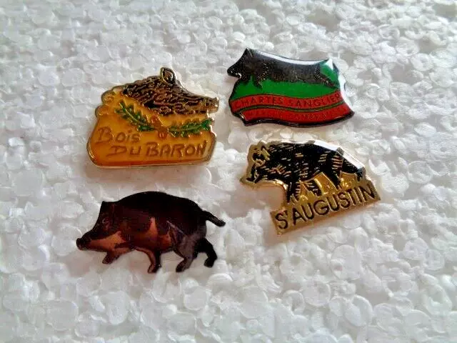 Job lot of 4 Wild Boar wildlife animal metal Lapel pins