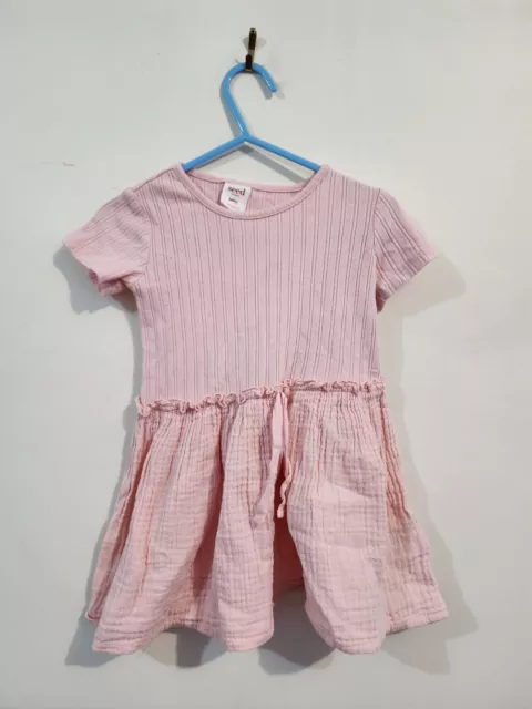 SEED HERITAGE Designer Baby Girl Toddler Pink Stretch Crepe Dress Size 1 12-18m