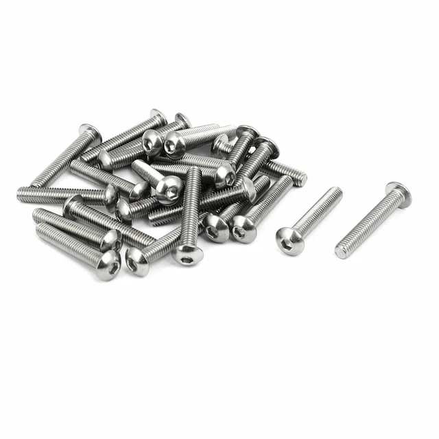 M5x30mm 304 Stainless Steel Button Head Hex Socket Cap Screws Bolts 25pcs