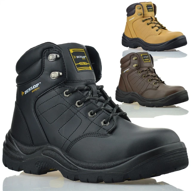 MENS NEW LEATHER Safety Steel Toe Cap Work Ankle Walking Combat Boots