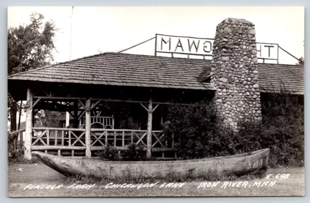 Iron River Michigan~Pentoga Park~Chicaugon Lake~1950s RPPC