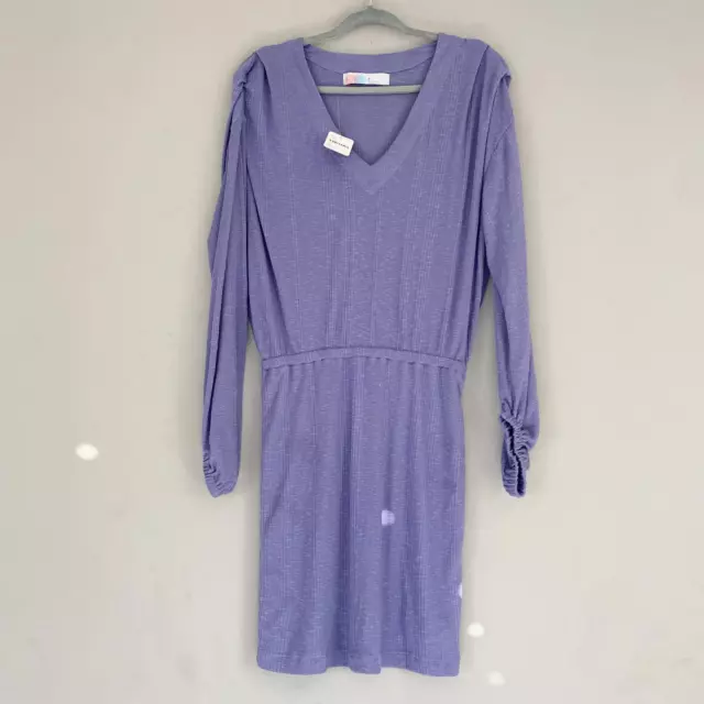 FP BEACH purple long sleeve mini dress