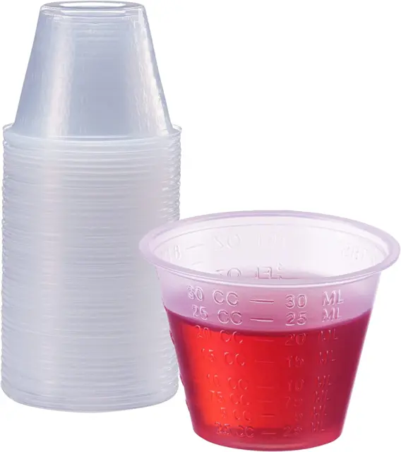 [100 Count - 1 Oz.] Plastic Disposable Medicine Measuring Cup for Liquid Medicin
