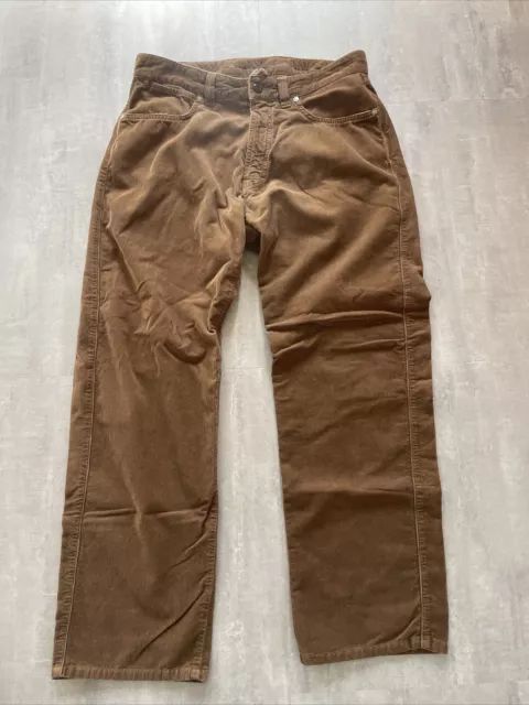 Ermenegildo Zegna Corduroy Pants 33W Made in Italy Khaki Thin Wale 100% Cotton