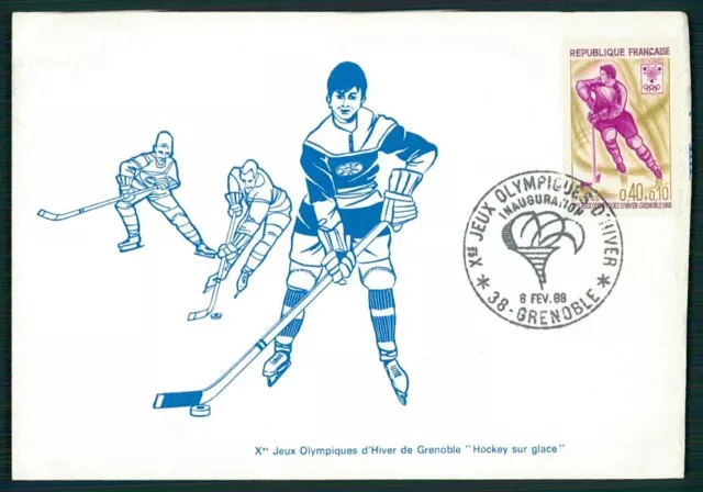 FRANCE MK 1968 OLYMPIA GRENOBLE EISHOCKEY MAXIMUMKARTE MAXI CARD MC CM hs12