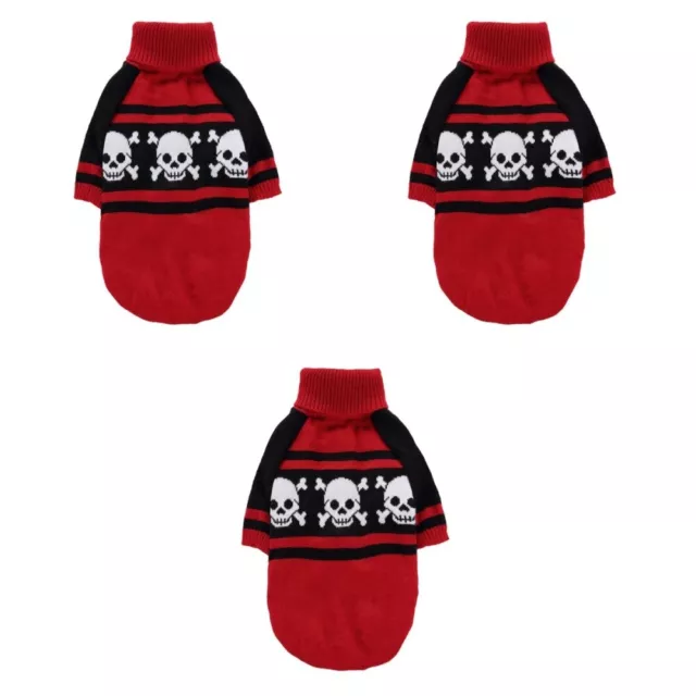 3 Count Red Acrylic Clothes for Pets Sweaters Small Dogs Pullover Knitwear