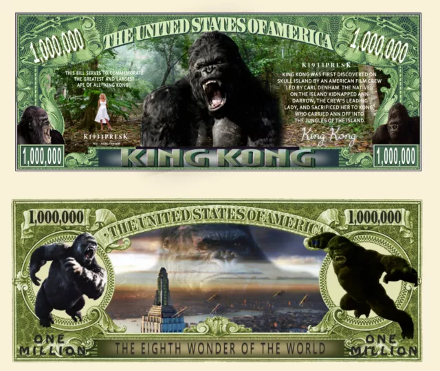 KING KONG - BILLET MILLION DOLLAR US ! Serie Cinema Film Aventure Gorille Animal