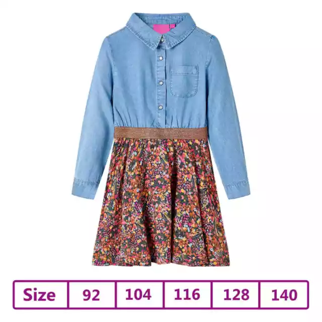 Abito da Bambina a Maniche Lunghe Blu Marino e Blu Denim 92 vidaXL