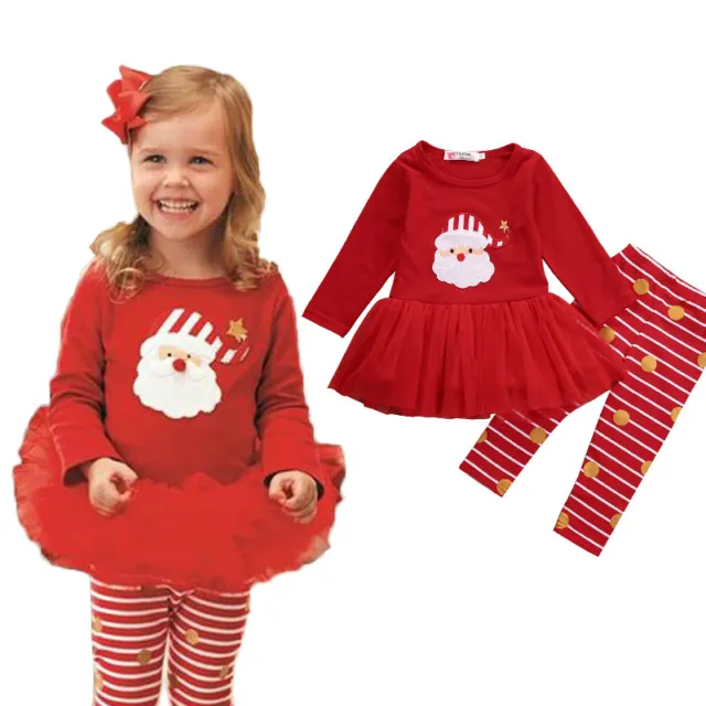 Cute Christmas Santa Baby Girls Dress Outfit Set Tutu Toddler Party Kids Clothes