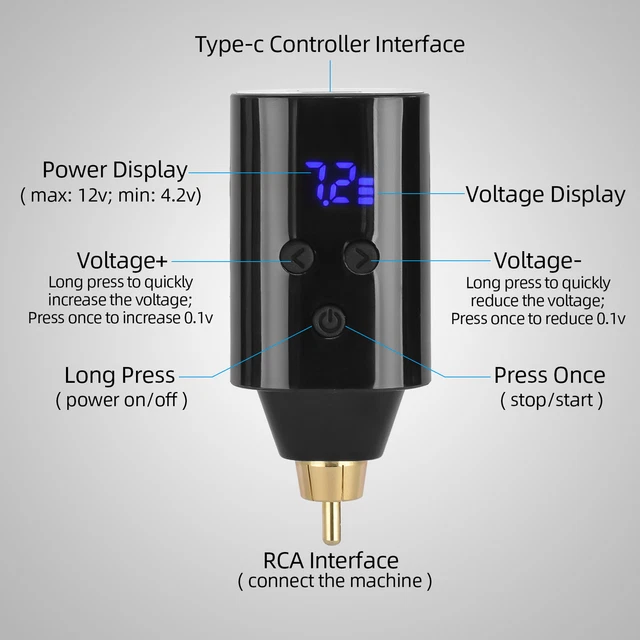 ()Cordless Tattoo Power Supply LCD Dual Mode Switch USB Charging Tattoo HR6