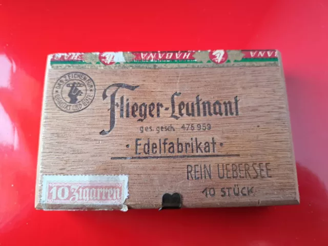 Zigarrenschachtel Holz / Flieger- Leutnant Edelfabrikat 10 Stück