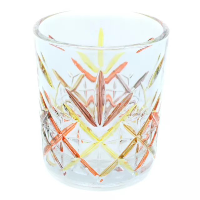 Cristal de Murano Bebible Vaso Naranja Marrón Pintado a Mano Cruz Estampado