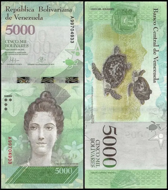 VENEZUELA 5000 Bolivar Fuerte, 2016, P-97, UNC World Currency