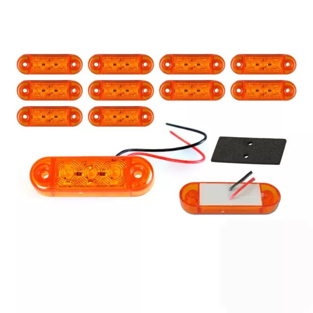 Para 10x 3 LED Amarillo Luces Limitación 12V 24V Luz Lateral Camión Coche Anhäng