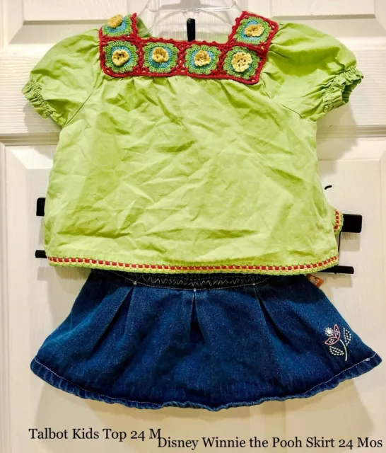 Talbot Kids Mint Green Top 24 Months with Disney Winnie the Pooh Denim Skirt 24