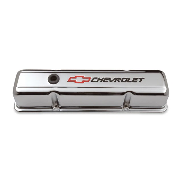 Coprivalvole alte Proform piccolo blocco V8 58-86 cromato papillon rosso nero lettering
