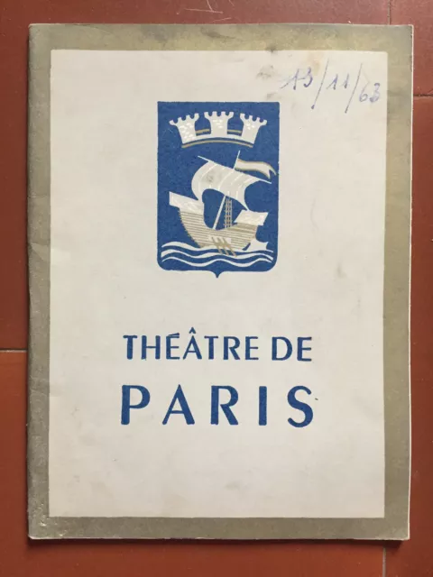 Programme THEATRE DE PARIS La Grande oreille JACQUES FABBRI Charles Charras  *