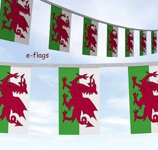 Rugby 6 Nations 100ft Wales Cymru Welsh Dragon Flags Party Bunting