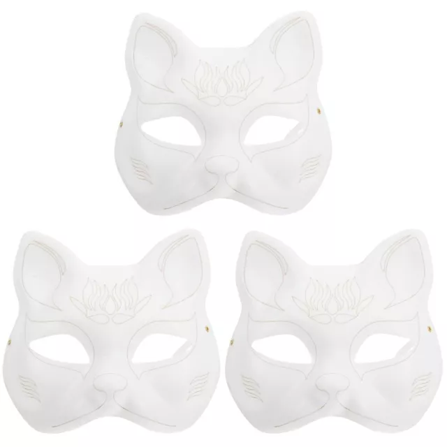 3 Stck. Unfertige Papiermaske Katzenstil Maske Zum Selbermachen Malen Maske Zum Selbermachen Graffiti Maske