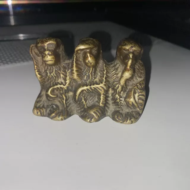 Vintage 3 Monkeys Brass Statue/Figurine – 3 Wise Monkeys - Hear No Evil, See N